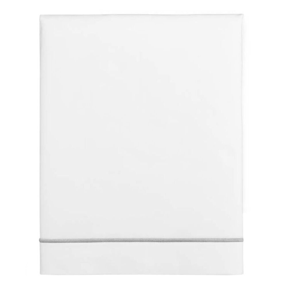 Hotel Collection Italian Percale Cotton Full Flat Sheet White/Silver - NWT $160